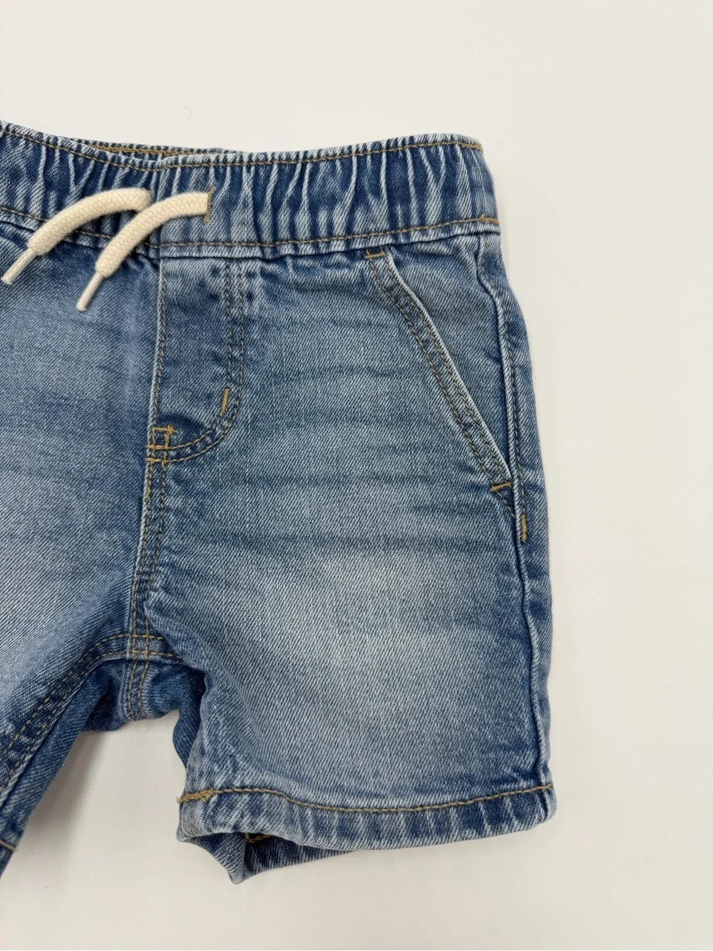 Old Navy Light Blue Denim Pull-On Shorts with Drawstring 18-24 Months